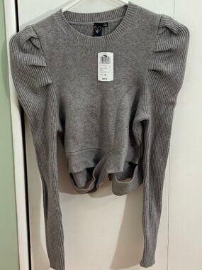 Windsor Gray Ribbed Long Sleeve Sweater NWT Size S